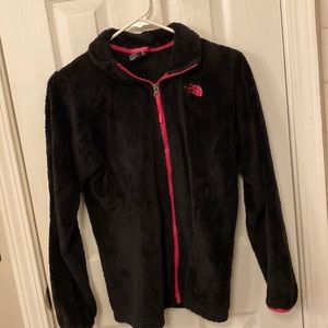 Girls XL North Face Black fluffy fleece jacket